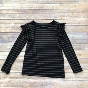 🔴SOLD 🔴 NWOT Girls Ruffle Shoulder Striped Top